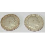 1902 and 1910 first and last Shillings of Edward VII
