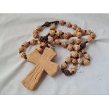A very large hand turned carved wooden rosary