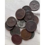 A bag of George copper coins