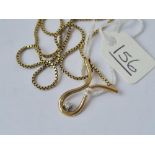 A diamond pendant box chain necklace in 9ct - 4.2gms