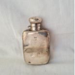 A small flask too GH James of the 38th Imperial Yeomanry B'ham 1899 57 gms (hinge missing)