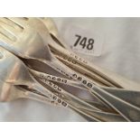 A set of 11 Victorian 3 prong desert forks en suite London 1887 500 gms