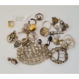 A bag of assorted silver items