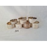 A group of 7 napkin rings 176 gms