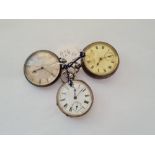 Three gents silver pockets watches all with seconds dial