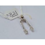 a pair of drop earrings in 9ct white gold - 1.9gms