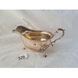 A good sauce boat with gadroon rim and pad feet 6 1/2 inches wide B'ham 1952, 199 gms