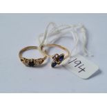 Two dress rings in 9ct