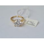 A white stone dress ring in 14ct yellow gold - stone size 3ct+ - size P - 3.9gms