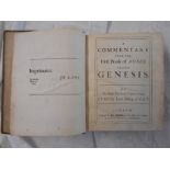 SYMON, Lord Bishop of Ely A Commentary Upon… Genesis 1695, London, 4to cont. fl. cf.