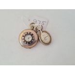 A ladies silver half hunter fob watch & a oval silver fob watch by VENTURA