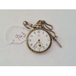 A gents OMEGA pocket watch with seconds dial on silver Albert