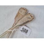 A pair of early Victorian fiddle thread and shell table spoons London 1839/40 202 gms