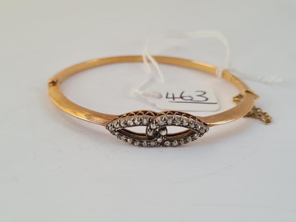 AN ATTRACTIVE GOLD & DIAMOND BANGLE INTERTWINED DESIGNED - 8.7gms - Image 2 of 2