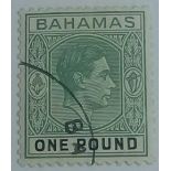 BAHAMAS SG157 (1937/£1 chalk paper). Fine used Cat £150