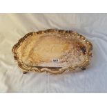 A oval salver pie crust boarder 4 scroll feet 16 inches wide