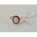 A vintage 9ct & silver opal cluster ring - size S - 3gms