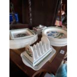 Six oval Portmeirion plates, 8 plates, a toast rack, butter dish & cover etc.