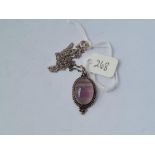 A silver & agate necklace - 8.4gms