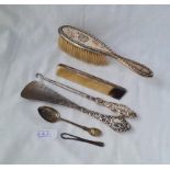 A silver mounted brush button hook etc.