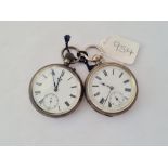 A pair of gents silver pocket watches both with seconds dial