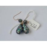 Abalone shell earrings on 10ct yellow gold wires - 1.5" drop