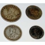 A Australian Shilling 1922 plus 6 3D pieces