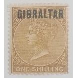 GIBRALTAR SG7 (1886/1sh). Mint. Cat £450