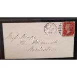 1869 Mourning cover 1D red pl.114 London/Rochester. F