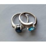 2 x silver topaz rings - size N