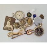 A bag of 2 gents pocket watches, ladies watches & bracelets etc.