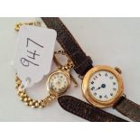 A ladies ROAMER wrist watch in 9ct with 9ct fancy link strap a/f & a ladies wrist watch in 9ct