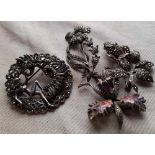 Four assorted marcasite brooches