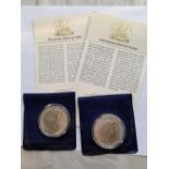 A 1998 & 2000 Britannia 1oz silver proof £2 coins with COAs