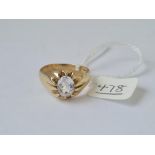 A gemstone ring in 9ct - full hallmarks - size W - 4.5gms