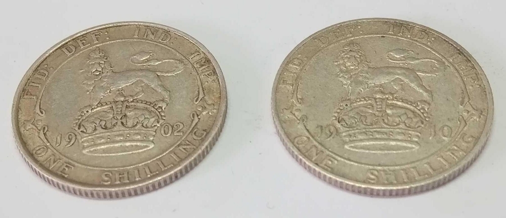 1902 and 1910 first and last Shillings of Edward VII - Image 2 of 2