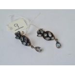 A pair of vintage silver aquamarine earrings
