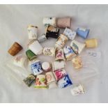 A bag of assorted china thimbles