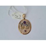 An antique amethyst & pearl pendant in 9ct - 3gms
