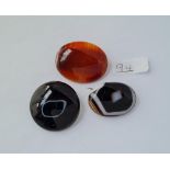 Three agate brooches