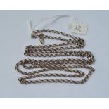 A silver belcher link guard chain - 36" long