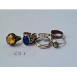 Six assorted silver rings