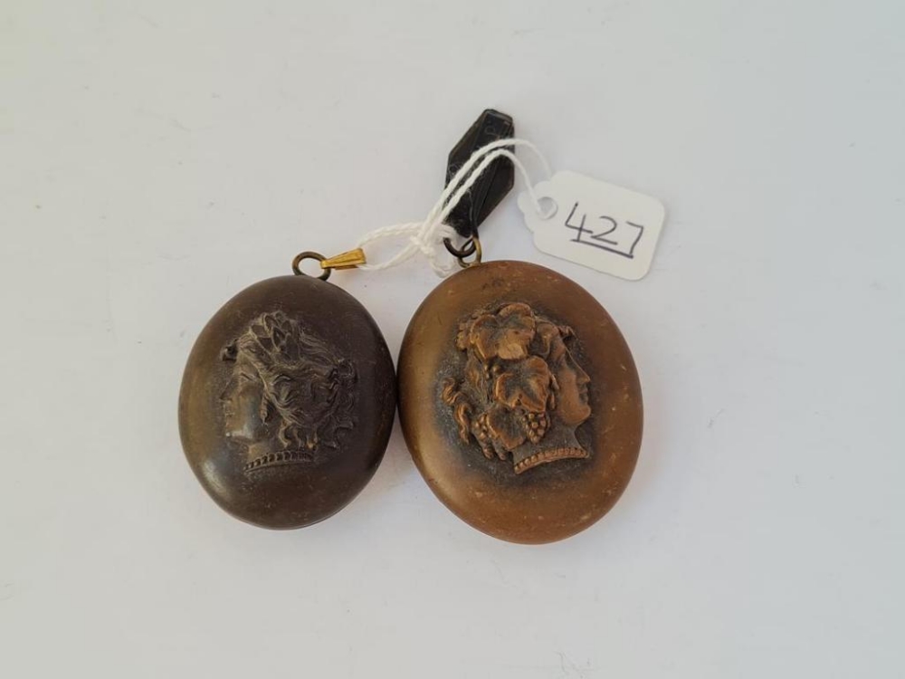 Two vulcanite cameo lockets - Image 2 of 2