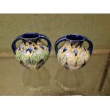 A pair of Florian ware vases stamped Macintyre & signed W.M. - 3.1/4" high