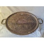 A large Victorian tray with 2 foliage handle 26 inches wide