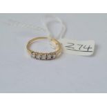 A multi stone ring in 9ct - slightly misshaped) size M