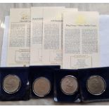 A 1935 George V silver crown high grade with COA & 3 Cupro-nickel Crowns all with COA
