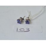 A pair of tanzanite earrings in white gold