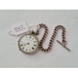 A ladies silver fob watch by KENDAL & DENT with silver Albert