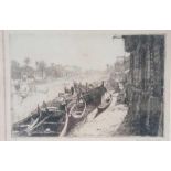 Signed Etching by Donald MAXWELL "BASRA" with label from Abbey Gallery - London WC2.